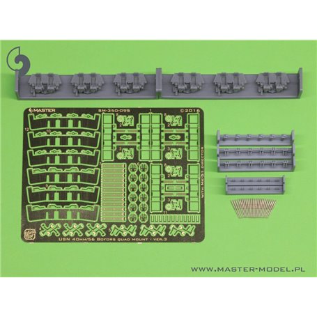 Master 1:350 Amerykańskie poczwórne działko Bofors 40 mm/56 - wersja 3 z dalocelownikiem Mk-51 - (elementy żywiczne, metalowe i 