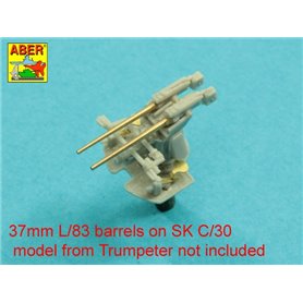 ABER 1:200 Zestaw luf 37 mm L/83 SK C/30 do niemieckich okrętów - 16szt.