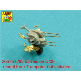 ABER 1:200 Zestaw luf 20mm L/65 C/38 do niemieckich okrętów - 20szt.