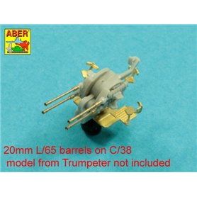 ABER 1:200 Zestaw luf 20mm L/65 C/38 do niemieckich okrętów - 20szt.