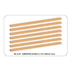 ABER WL 2x10 Listwy drewniane z lipy 2mm x 10mm x 245mm x 7szt.
