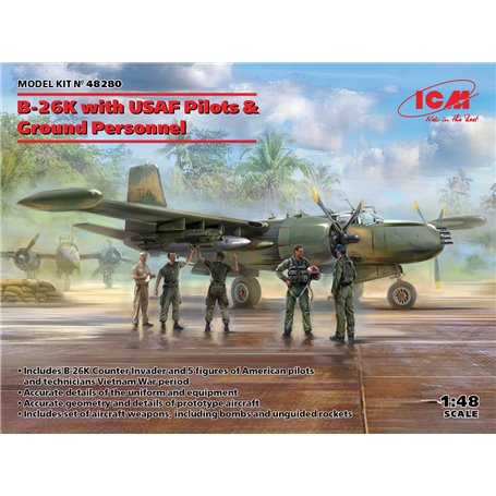 ICM 48280 B-26K with USAF Pilots & Ground Personnel