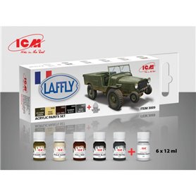 ICM 3009 Zestaw farb akrylowych ACRYLIC PAINT SET FOR LAFFLY V 15T AND OTHER FRENCH AFV