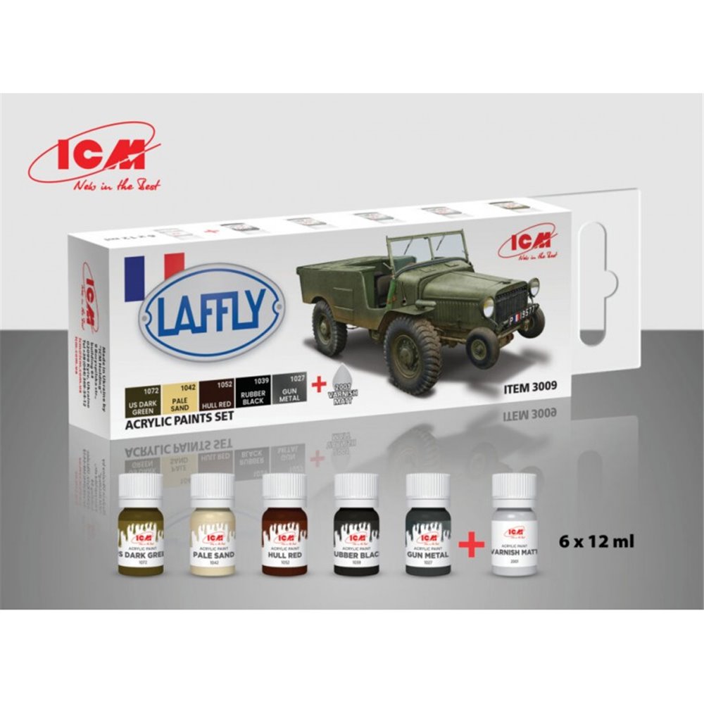 ICM ICM 3009 Acrylic paint set for Laffly V 15T and other French AFV 