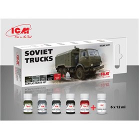 ICM 3011 Zestaw farb akrylowych ACRYLIC PAINT SET FOR ALL SOVIET TRUCKS