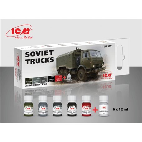 ICM 3011 Zestaw farb akrylowych ACRYLIC PAINT SET FOR ALL SOVIET TRUCKS