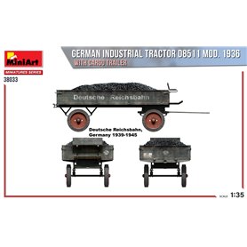 Mini Art 1:35 D8511 Model 1936 W/CARGO TRAILER - GERMAN INDUSTRIAL TRACTOR