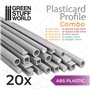 Green Stuff World ABS PLASTICARD profile o długości 25cm / 20szt. o różnej grubości