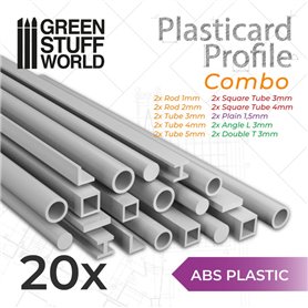 Green Stuff World ABS PLASTICARD profile o długości 25cm / 20szt. o różnej grubości