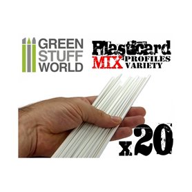 Green Stuff World ABS PLASTICARD profile o długości 25cm / 20szt. o różnej grubości