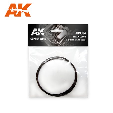 AK Interactive COPPER WIRE 0.45mm x 5m - BLACK COLOR