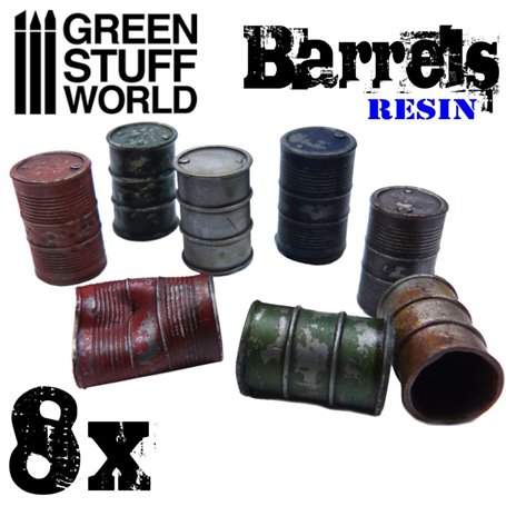 Green Stuff World 8x Resin Barrels