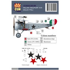 Copper State Models 1:32 Kalkomanie do Nieuport XVII - ITALIAN GIULIO POLI