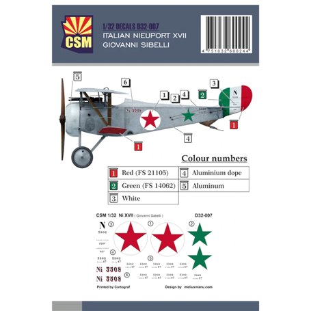 Copper State Models D32-007 Italian Nieuport XVII Giovanni Sibelli