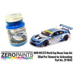 Zero Paints 1643 BMW M6 GT3 World Cup Macau Team Aai Blue Paint 30 ml