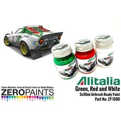 Zero Paints 1580 ALITALIA LANCIA GREEN, RED, AND WHITE - 3x30ml