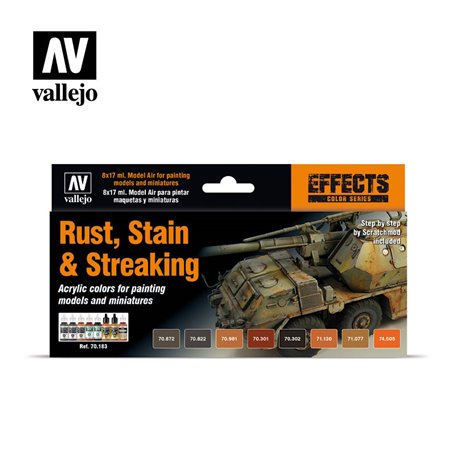 VALLEJO Paints set MODEL COLOR / RUST, STAIN AND STREAKINGS 