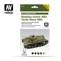 Vallejo 78403 Zestaw farb AFV PAINTING SYSTEM - RUSSIAN GREEN 4BO