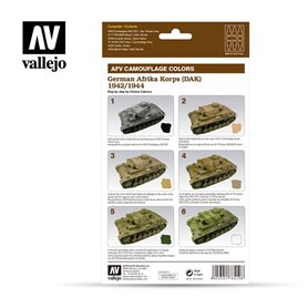 Vallejo Paints set AFV CAMOUFLAGE COLORS / GERMAN AFRIKA KORPS DAK 1942-1944 