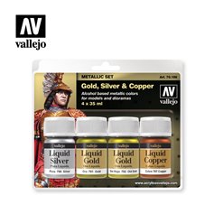 Vallejo 70199 Zestaw farb LIQUID GOLD - GOLD, SILVER AND COPPER