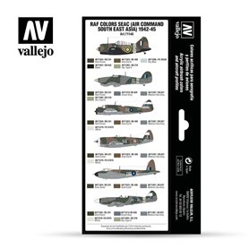 Vallejo 71146 Zestaw farb MODEL AIR - RAF COLORS SEAC 1942-1945