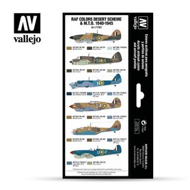Vallejo Zestaw farb MODEL AIR / RAF COLORS DESERT SCHEMES AND MTO 1940-1945