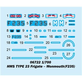 TRUMPETER 06722 HMS Monmouth (F235) fregata Typ 23 - 1:700