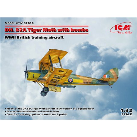 ICM 32038 DH. 82A Tiger Moth with bombs, WWII British training aircraft