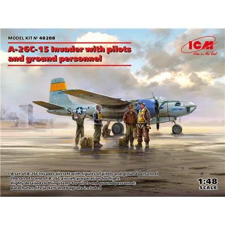 ICM 48288 A-26C-15 Invader with pilots and ground personnel