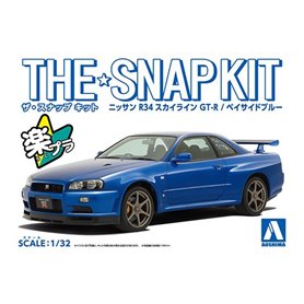 Aoshima 1:32 Nissan R34 Skyline GT-R - BAYSIDE BLUE - THE SNAP KIT
