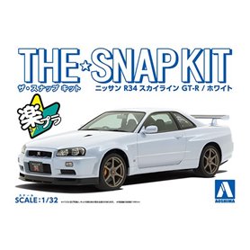 Aoshima 1:32 Nissan R34 Skyline GT-R - WHITE - THE SNAP KIT