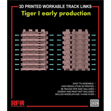 RFM 2029 3D Printed workable track links for Tiger I Early
