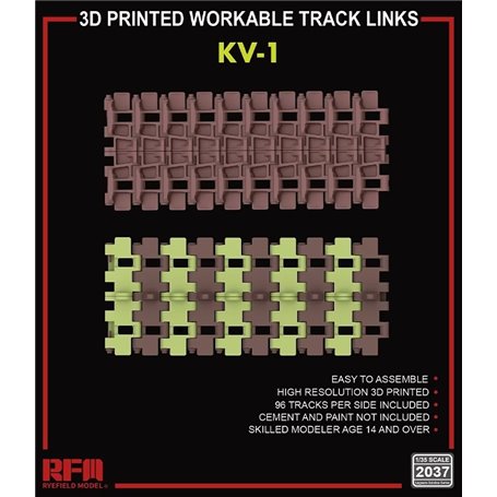 RFM-2037 3D Printed workable track links for KV-1