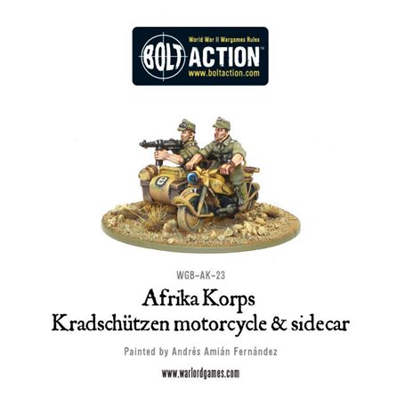 Bolt Action Afrika Korps Kradschutzen motorcycle and sidecar 
