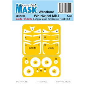 Special Hobby M32004 Westland Whirlwind Mk.I Inside/Outside Canopy Mask For Special Hobby kit