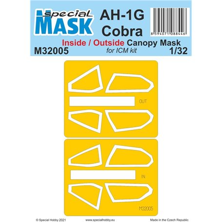 Special Hobby M32005 AH-1G Cobra Inside/Outside Canopy Mask For ICM Kit