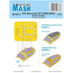 Special Hobby 1:72 Masks for SIAI Marchetti SF-260M/AM/W EARLY CANOPY - Special Hobby 