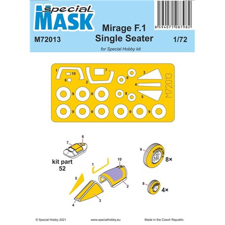 Special Hobby 1:72 Maski do Mirage F.1 SINGLE SEATER dla Special Hobby