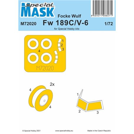 Special Hobby M72020 Focke Wulf FW189C/V-6 Mask For Special Hobby Kit