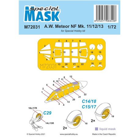 Special Hobby 1:72 Maski do A.W. Meteor NF Mk.11/12/13 dla Special Hobby