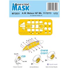 Special Hobby 1:72 Masks for A.W. Meteor NF Mk.11/12/13 - Special Hobby 