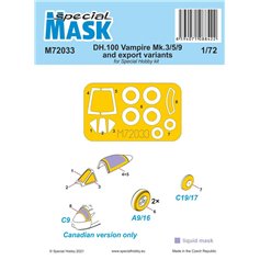 Special Hobby 1:72 Masks for DH.100 Vampire Mk.3/5/9 AND EXPORT VERSIONS - Special Hobby 
