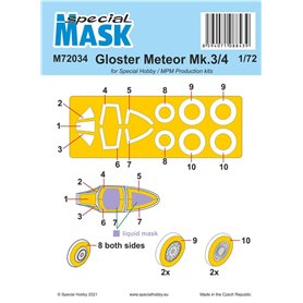 Special Hobby M72034 Gloster Meteor Mk.3/4 Mask For Special Hobby / MPM Productions Kits