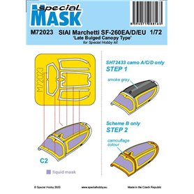 Special Hobby 1:72 Maski do SIAI Marchetti SF-260EA/D/EU LATE BULGED CANOPY TYPE dla Special Hobby