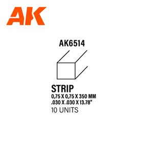 AK Interactive 6514 STYRENE STRIPS 0.75mm x 0.75mm x 350mm - 10szt.