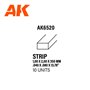 AK Interactive 6520 STYRENE STRIPS 1.00mm x 2.00mm x 350mm - 10szt.
