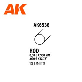 AK Interactive Rod 0.50 diameter x 350mm - STYRENE STRI