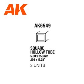 AK Interactive 6549 SQUARE HOLLOW TUBE 5.00mm x 350mm - 3szt.