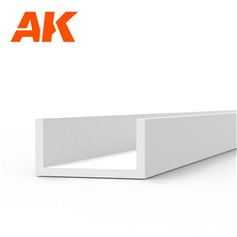 AK Interactive 6556 STYRENE U CHANNEL 4.0mm x 350mm - 3szt.