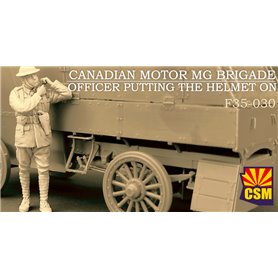 Copper State Models F35-030 Canadian Motor MG Brigade Officer Putting The Helmet On